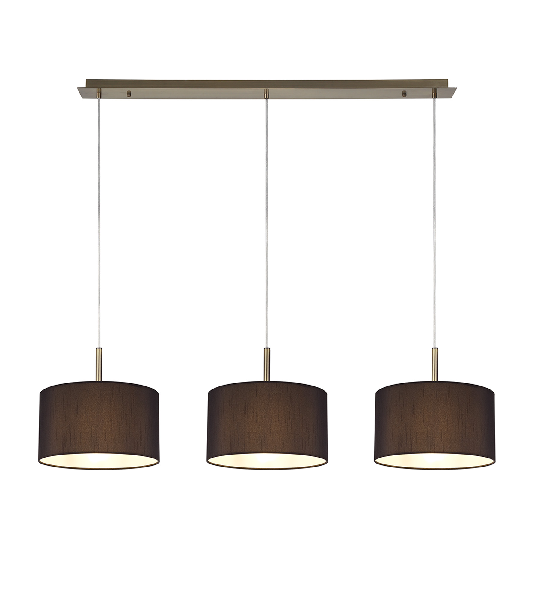 DK0575  Baymont 30cm Shade 3 Light Pendant Antique Brass, Black